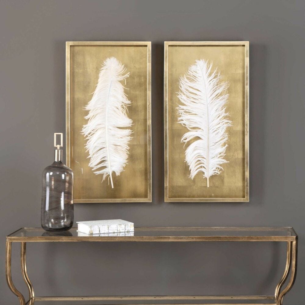 White Feathers Shadow Box Accents 4