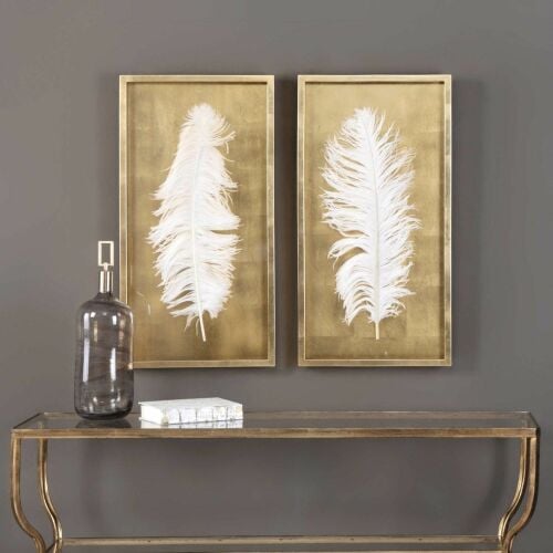 White Feathers Shadow Box Accents 3